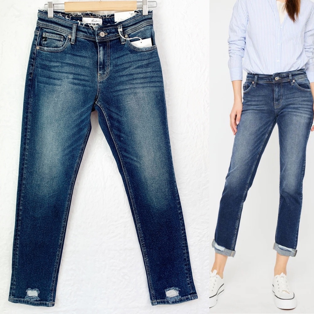 Kancan Filana Mid Rise Boyfriend Jeans Dark Wash Size 26
